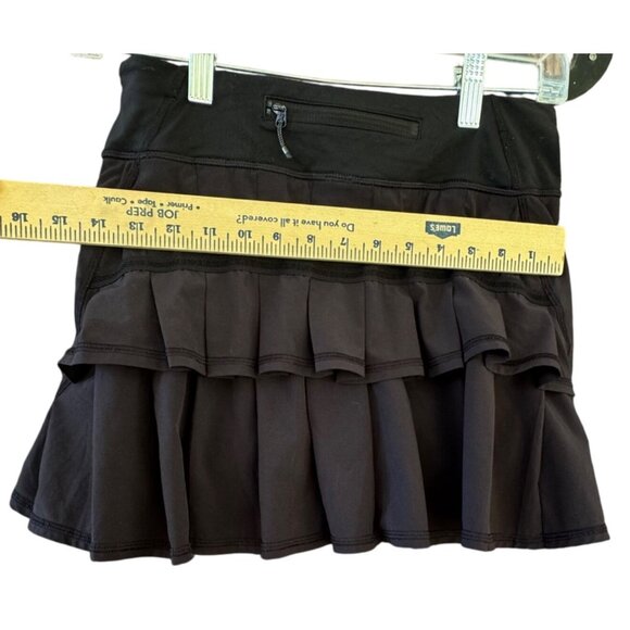 Lululemon Women’s Size 4 Run Pace Setter Skirt Skort Black Ruffle - Picture 3 of 5